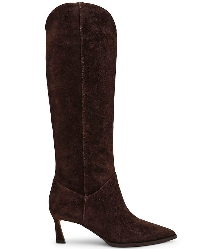 Steve Madden Leyna Suede Western Inspired Kitten Heel Boots | Dillard's Suede Boots Outfit, Closet Upgrade, Brown Cowgirl Boots, Kitten Heel Boots, 2024 Style, Fresh Shoes, Shoe Fits, Tres Chic, Heel Boots