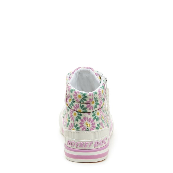 Step into a meadow of comfort with the Jazzin Pastel Floral High Top Sneakers! 🌸 Wrapped in green and pink florals, these cotton high tops are your ticket to a stylish season. White laces and a crisp rubber toe cap keep things classic, while a side zipper adds a modern twist. Match them with leggings or a denim skirt for a sweet, springtime ensemble. Their plush foam insole makes every step feel like walking on a cloud. 🌼👟 Style: Rocket Dog women's high top sneaker Upper Material: Green and P Sole Sneakers, Rocket Dog, High Top Sneaker, Pastel Floral, Green And Pink, Cotton Lace, Preston, Walk On, High Top