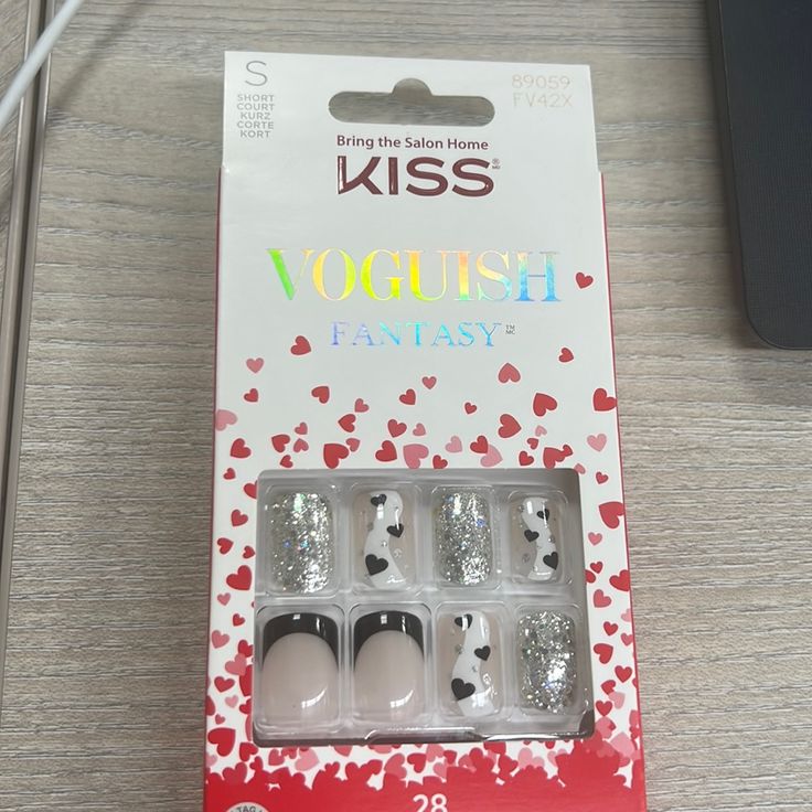 Kiss Voguish Fantasy Nails S Kiss Acrylic Nail Kit, Kiss Press On Nails, Kiss Products, Glitter French Manicure, Glitter Accent Nails, Kiss Lashes, Kiss Nails, Candle Pedestal, Fantasy Nails