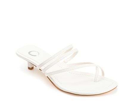 Journee Collection Lettie Sandal - Free Shipping | DSW Chic White Low Heel Sandals, Modern White Strappy Sandals, White Sandals For Summer Evenings, Adjustable White Evening Sandals, White Sandals For Evening In Summer, White Evening Sandals For Summer, Chic White Sandals With Single Toe Strap, Modern White Sandals For Spring, Modern White Heels For Summer