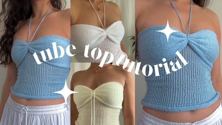 two pictures of different types of clothing with the words tube top material on them and below it