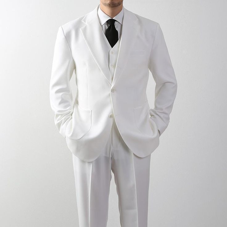 Introducing the Classic Fit Men's Basic Single Suit Jacket in Ivory Color.  This single-breasted jacket is a timeless addition to any gentleman's wardrobe and it offers a perfect blend of style and comfort. The jacket features a classic fit, designed to provide a flattering silhouette while allowing freedom of movement.  The ivory color adds a touch of sophistication, making it suitable for various occasions, from formal events to business meetings. It showcases a sleek and minimalistic design, Classic Cream Single-breasted Blazer, Timeless White Outerwear With Lapel Collar, White Timeless Outerwear With Lapel Collar, White Long Sleeve Blazer With Pressed Crease, Classic Tailored Cream Blazer, Semi-formal White Blazer With Welt Pockets, Elegant White Blazer With Welt Pockets, Tailored White Suits With Hidden Button Closure, White Suits With Notch Lapel And Welt Pockets