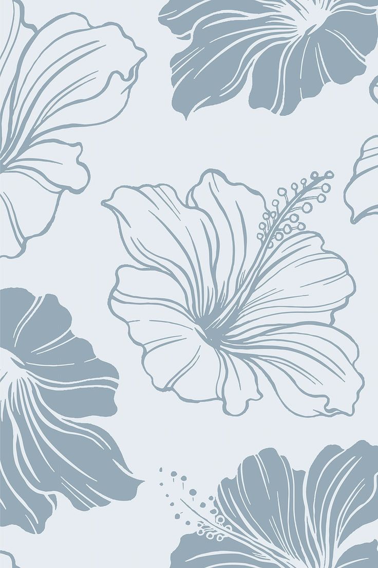 a blue and white floral wallpaper with large flowers