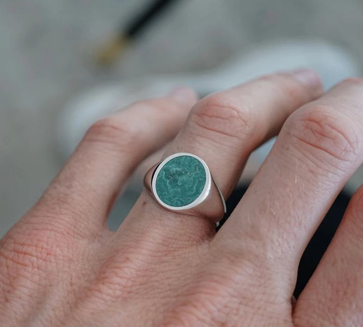 Men's Signet Ring, Turquoise Men Ring, Signet Silver Ring, Turquoise Firoza Signet Ring, Signet Stone Ring, Father Gift, Brother Gift Turquoise Men, Signet Ring Men, Ring Turquoise, Mens Silver Rings, Turquoise Rings, Ring Sizer, Gifts For Brother, Silver Man, Signet Ring