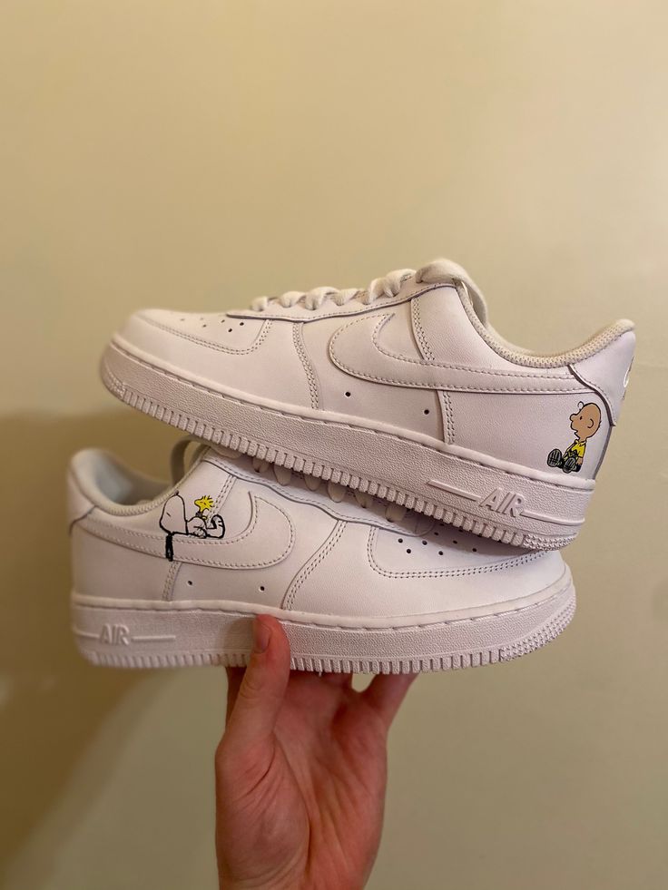 Custom Nike Air Force 1 Low Cartoon Shoes **THE PRICE INCLUDES THE SHOES AND THE ARTWORK ** I make custom, made to order, 100% hand painted shoes. All shoes are painted using Angelus Leather paint and are properly treated to ensure longevity.  I will order the shoes myself from legitimate online retailers. If you need a size not listed, please message me. It is possible that retailers are sold out in your size, in which case we will discuss other possible options. Obtaining the base shoes may ta Sneakers Nike Air Force, Custom Sneakers Nike, Sneakers Nike Air, Cartoon Shoes, Custom Nike Shoes, Cute Nike Shoes, Hand Painted Shoes, Cute Nikes, Nike Air Force 1 Low