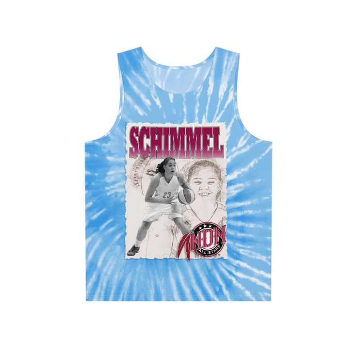 Bring a touch of custom style to the gym or to the streets with this tank top featuring our "Portrait" design of NDN All-Star #3 women's basketball superstar Shoni Schimmel (Umatilla). Made to feel incredibly soft to the touch, these tank tops remain comfy on any occasion, and are perfect both as loungewear and leisurewear. .: 100% polyester .: Lightweight material .: Regular fit .: Seam thread color automatically matched to design (black or white) Athleisure Sports Tank Top With Graphic Print, Athleisure Tank Top With Graphic Print For Sports, Sleeveless Cotton Activewear With Graphic Print, Summer Sports Moisture-wicking Tank Top, Sleeveless Sublimation Print Tops For Streetwear, Blue Sports Tank Top With Graphic Print, Sleeveless Tops With Sublimation Print For Gym, Blue Graphic Print Tank Top For Sports, Sublimation Print Sleeveless Tops For Gym