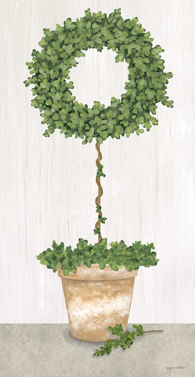 a potted plant with green leaves in it's center and the letter q on top