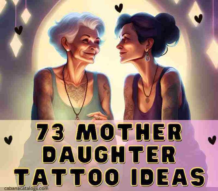 two older women with tattoos on their faces and the words 73 mother daughter tattoo ideas