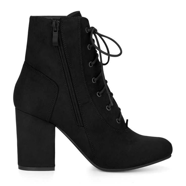 Shop Allegra K for faux suede round toe lace up chunky heel ankle booties you are looking for, get more women's chunky heel for yourelf. Order now! Free Returns! Velvet Block Heels, Chelsea Rain Boots, Chunky Heel Ankle Boots, Womens Chunky Heels, Shoes Boots Ankle, Rubber Boot, Block Heel Ankle Boots, Chunky High Heels, Black Ankle Booties