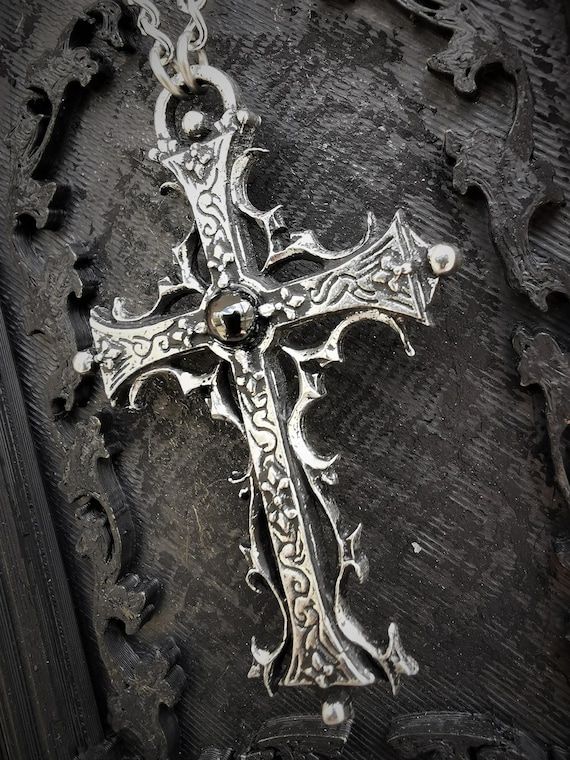 Gothic Cross Necklace With Antique Finish - Etsy Gothic Cross Necklace, Gothic Cross, Gothic Crosses, Dissociation, Gothic Necklace, Cross Jewelry, Gothic Jewelry, Chrome Hearts, Cool Stuff