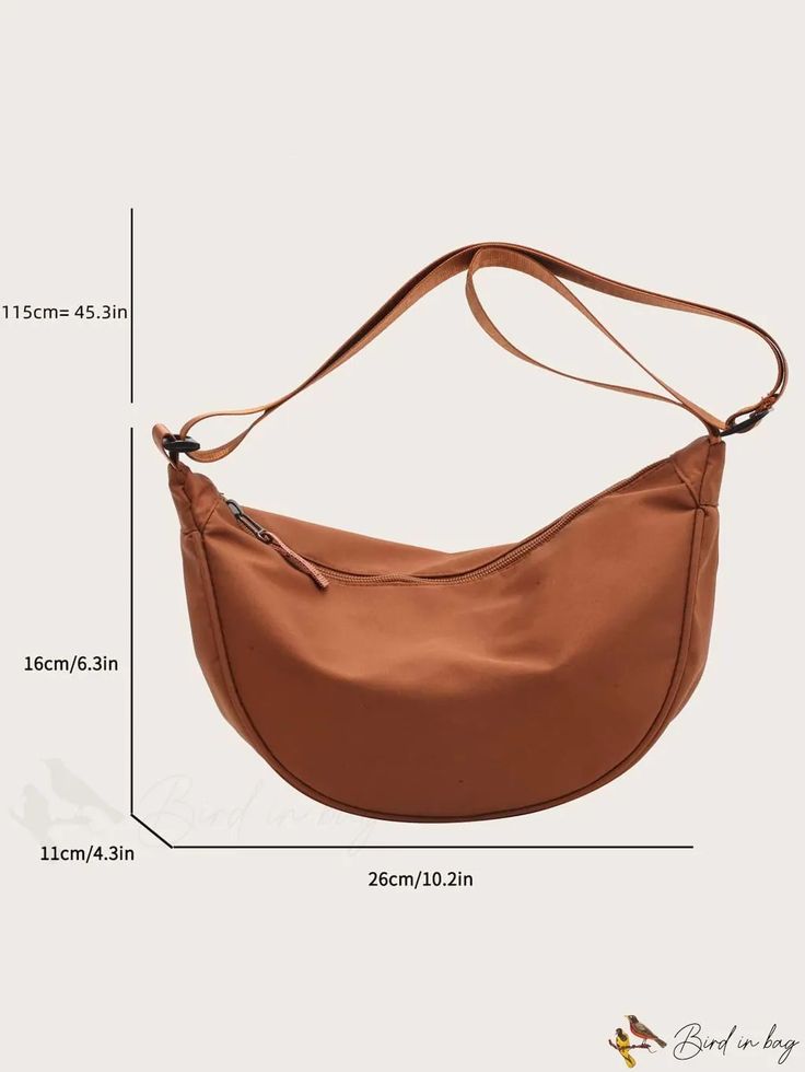 BirdinBag - Sleek Hobo Handbag - Embrace Minimalist Style Solid Color Crossbody Travel Bag, Solid Color Crossbody Bag For Travel, Versatile Solid Color Hobo Bag For Travel, Casual Solid Color Shoulder Baguette Bag, Versatile Brown Softback Shoulder Bag, Versatile Solid Color Shoulder Bag, Versatile Solid Color Hobo Satchel Bag, Solid Softback Hobo Bag For Travel, Travel Hobo Bag With Softback