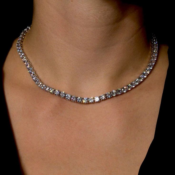 Opens a new tabLet your style shine through this 18k White Gold Plated Tennis Necklace made with Swarovski Crystal. We carry the matching bracelet at our eBay store. #uniquefashionjewelryboutique #tennisnecklace #swarovskicrystal #jewelrylover #diamondjewelry• Condition: New• This Sale Includes: One white gold plated necklace only. We sell the gold version separately at Our eBay Store • Metal Setting: 18k White gold plated copper • Stones: Beautiful 4mm round prong-set Swarovski crystal diamond Unique Fashion Jewelry, Crystal Diamond, Matching Bracelet, Tennis Necklace, Matching Bracelets, Gold Plated Necklace, Diamond Crystal, Jewelry Lover, Diamond Stone