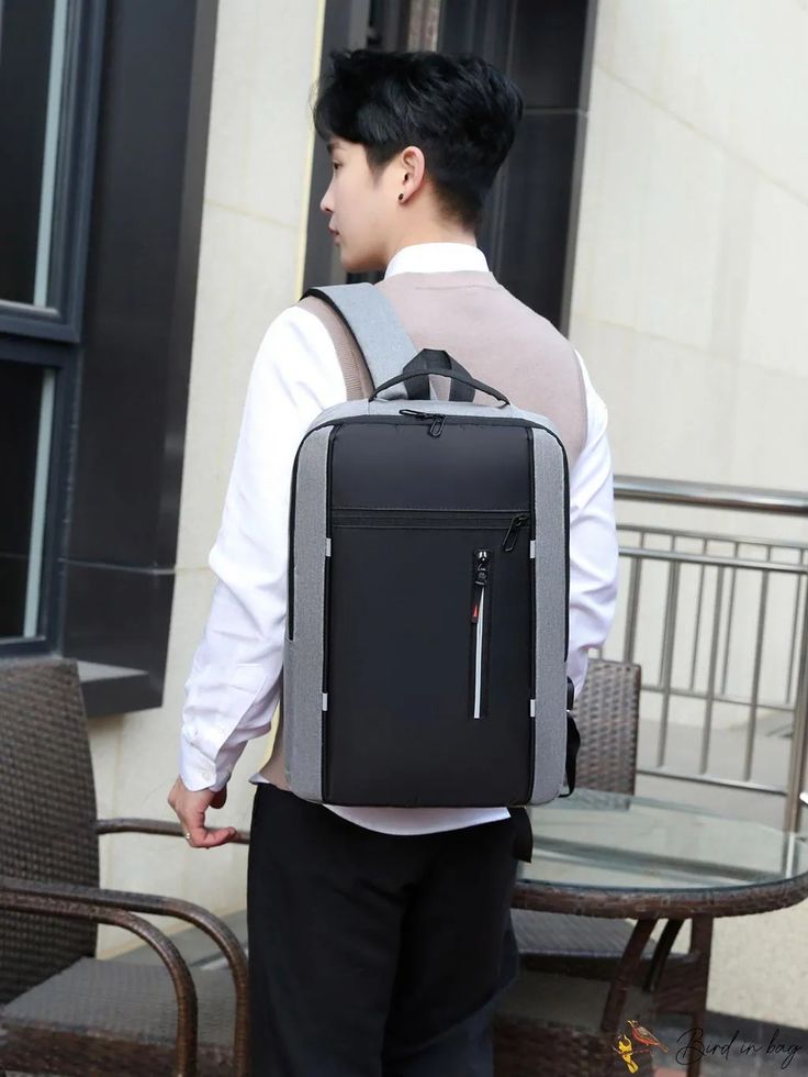 BirdinBag - Professional Laptop Backpack for Business Travel & Work Multifunctional Anti-theft Shoulder Backpack, Gray Portable Backpack, Gray Multifunctional Anti-theft Bag, Multifunctional Gray Anti-theft Bag, Gray Anti-theft School Bag, Anti-theft Multifunctional School Bag, Multifunctional Anti-theft School Bag, Multifunctional Rectangular Portable Backpack, Anti-theft Rectangular Laptop Bag For School