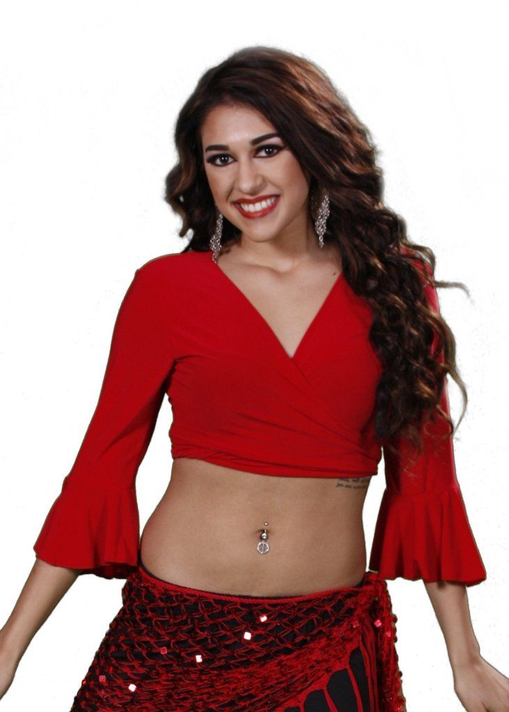 Lycra Stretchy Choli Top | FREIDANI DEL START Flirty Fitted V-neck Blouse, Fitted Dancewear Tops For Dance, Stretch Tops For Dance, Fitted Dance Tops, Fitted Flirty Red Crop Top, Red Fitted Flirty Crop Top, Fitted Red Flirty Crop Top, Stretch Long Sleeve Tops For Dance, Belly Dance Accessories