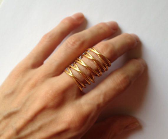 24K gold plated bronze armor ring statement by katerinaki1977 Bronze Armor, Minimalist Gold Ring, Gold Wire Ring, Gold Wrap Ring, Armor Ring, Minimal Ring, Gold Wrap, Wire Ring, Gold Statement Ring