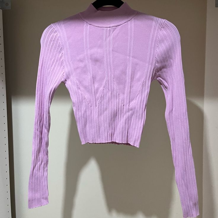 Forever 21 Cropped Long Sleeve Top, Pinky/Lilac, Size Medium. Brand New, Never Worn. Super Stretchy, Ribbed Material. Purple Stretch Long Sleeve Crop Top, Purple Long Sleeve Stretch Crop Top, Fitted Purple Crop Top For Fall, Trendy Lavender Tops For Winter, Trendy Lavender Winter Tops, Trendy Cropped Purple Tops, Trendy Purple Cropped Top, Purple Stretch Top For Spring, Lavender Cropped Top For Spring