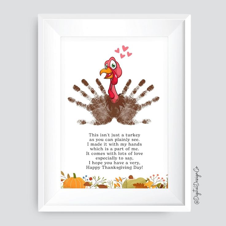 a handprint with a turkey on it and a poem written in the middle that says, this isn't just to turkey