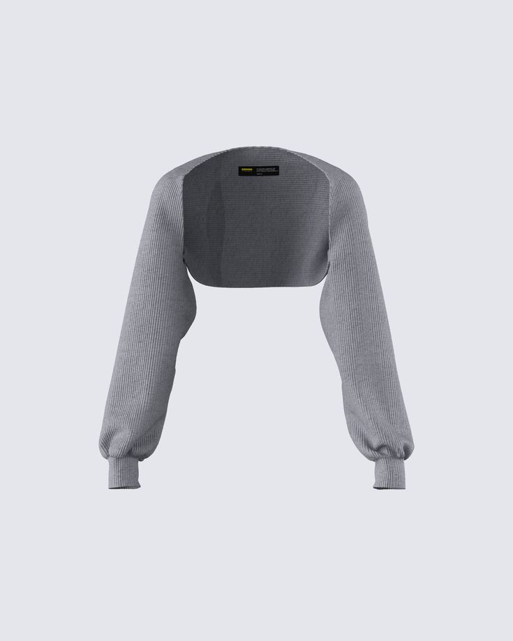 When you want to stay warm, but not ruin your fit 😌 This simple yet sleek grey shrug sweater top is the perfect layering piece to elevate your look ✨ Cute Shrugs, Trendy Gray Crop Top For Fall, Fitted Heather Grey Winter Tops, Winter Heather Grey Fitted Tops, Winter Cropped Stretch Shrug, Gray Stretch Sweater For Layering, Casual Winter Stretch Shrug, Casual Stretch Winter Shrug, Versatile Stretch Winter Shrug