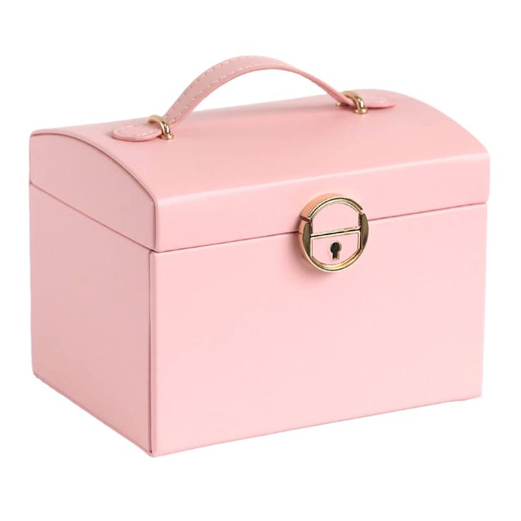 a pink box with a handle on it