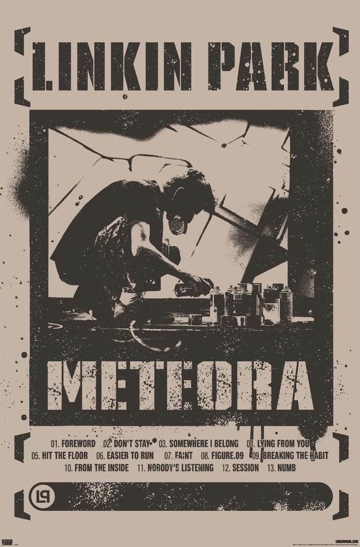 the poster for linkin park's metoida shows a man working on a machine