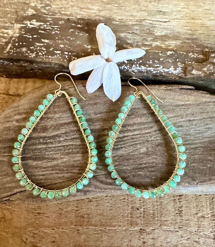 Gold filled hoop earrings with emerald gemstones Elegant Jade Hoop Earrings, Jade Hoop Earrings As Gift, Handmade Hoop Jade Jewelry, Handmade Jade Hoop Jewelry, Green Emerald Hoop Earrings, Green Jade Hoop Jewelry, Elegant Green Hoop Earrings, Green Small Hoop Earrings Fine Jewelry, Green Gemstone Small Hoop Jewelry