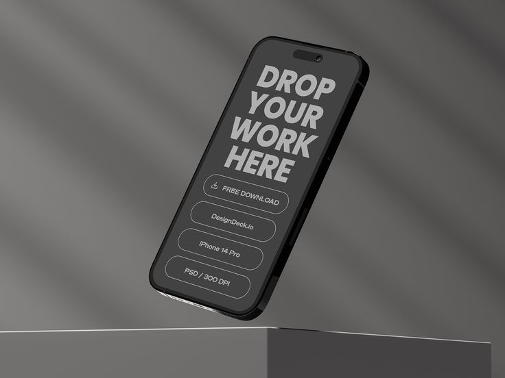 a cell phone with the text drop your work here on it