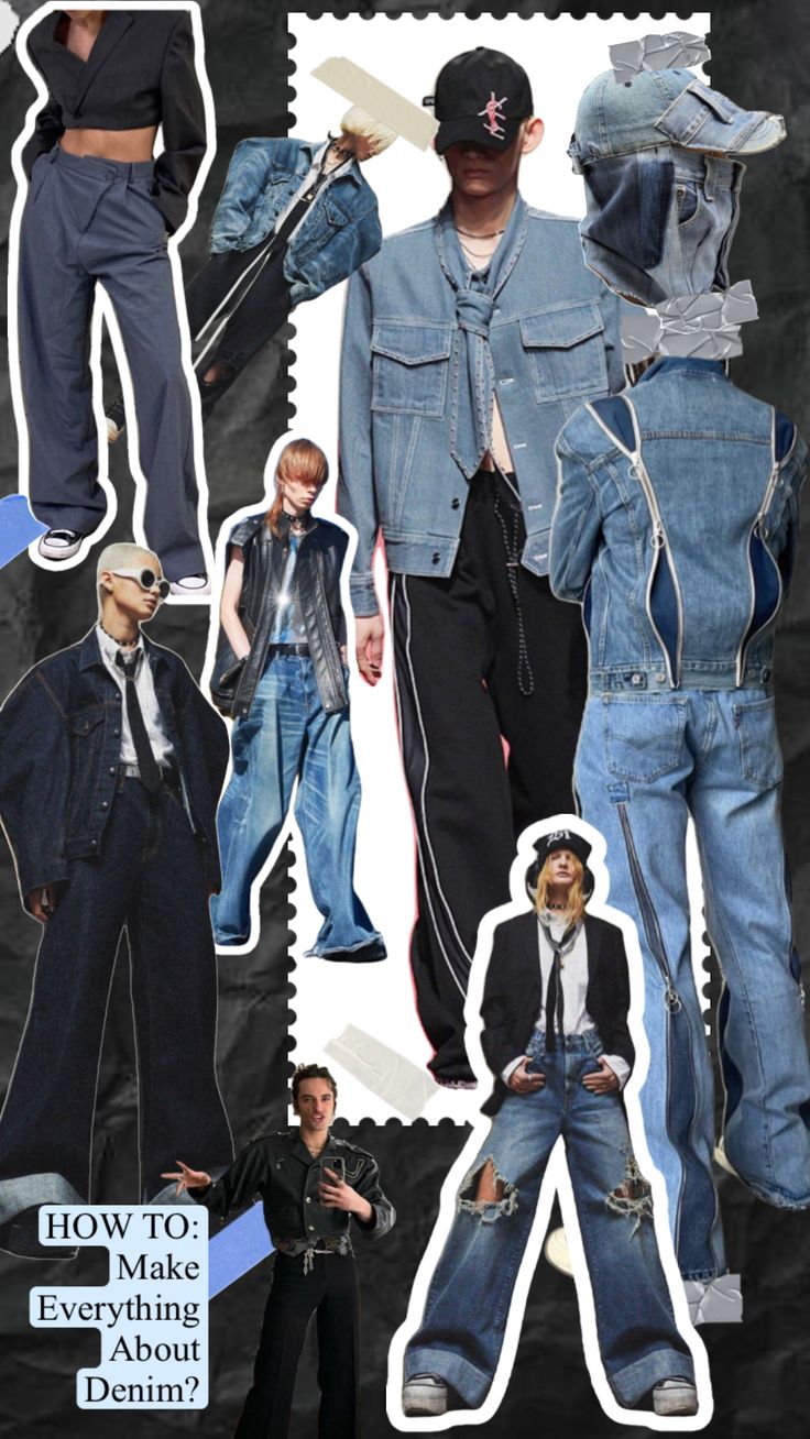 in the tune of girls girls girls: denim denim denim. #shuffleart #shuffles #denim #denimoutfit Denim Inspiration Board, Recycled Denim Fashion, Denim Fashion Illustration, Mood Board Fashion Inspiration, Fashion Editorial Layout, Fashion Design School, Loose Coat, Fashion Dictionary, Conceptual Fashion