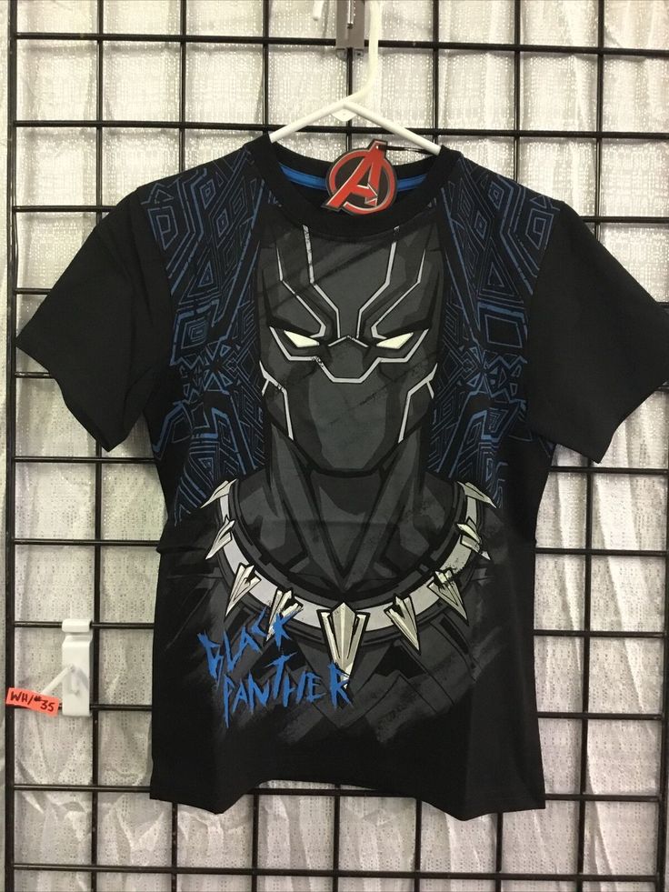 Marvel Kids Black Panther T-shirt Size 12. Condition is "New with tags". Shipped with USPS First Class. Unisex Black Short Sleeve T-shirt, Unisex Black T-shirt With Front Print, Black Themed Top With Sublimation Print, Themed Black Top With Character Print, Themed Black Tops With Character Print, Themed Black Crew Neck T-shirt, Unisex Black Graphic Tops, Unisex Black Top With Graphic Print, Unisex Black Graphic Design Tops