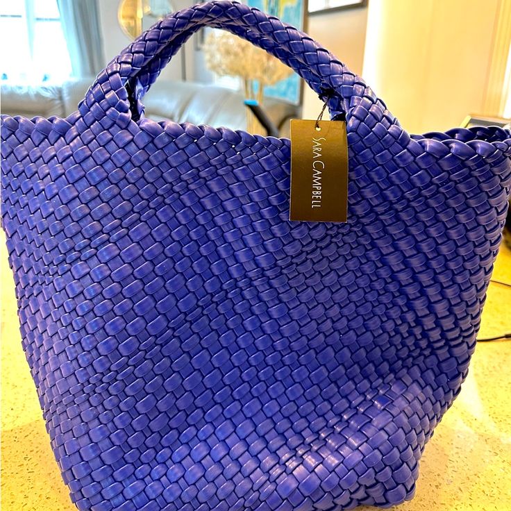 Sara Campbell Ltd Cobalt Blue Eco Leather Tote Bag Nwt Blue Woven Leather Bag For Everyday Use, Blue Satchel Bag With Braided Handles, Everyday Blue Shoulder Bag With Braided Handles, Blue Shoulder Bag With Braided Handles For Everyday Use, Blue Top Handle Shoulder Bag With Braided Handles, Blue Bags With Braided Top Handles, Chic Blue Bag With Woven Leather, Blue Bags With Braided Handles For Everyday Use, Blue Woven Leather Bags For Daily Use