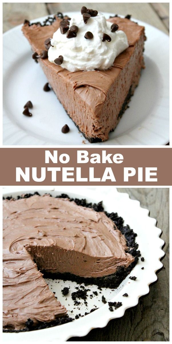 no bake nutella pie on a white plate