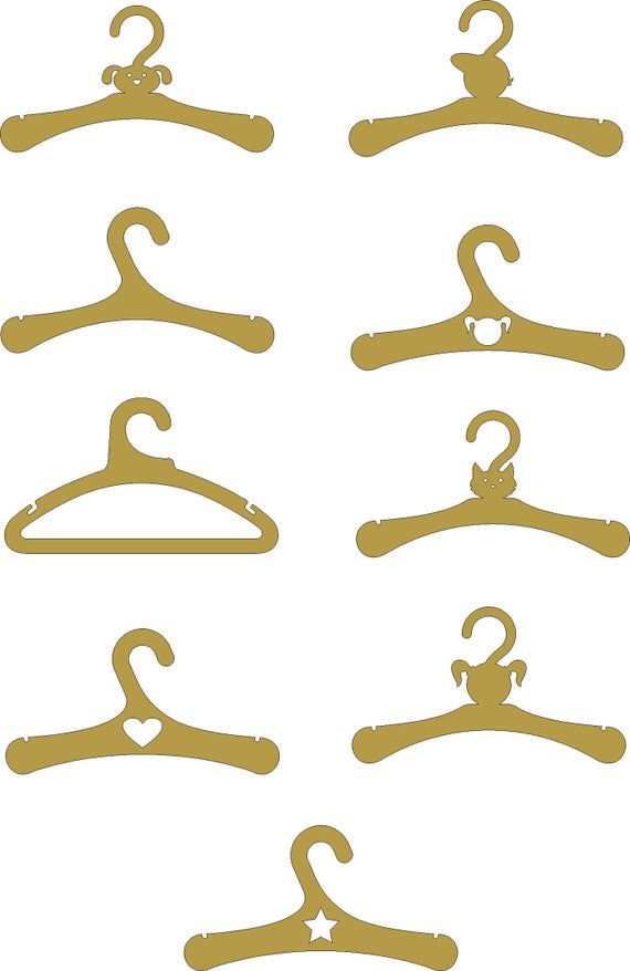 a set of six hangers with different shapes and sizes, each holding a star