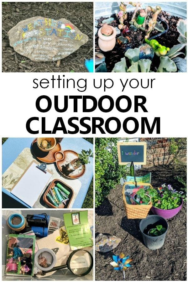 an outdoor classroom with pictures and text that says tips for setting up an outdoor classroom