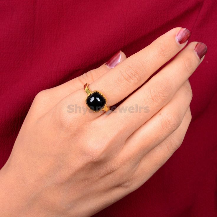 Black Onyx ring, Gold ring, Cushion Gemstone ring, Black Gemstone ring, Stackable ring, Gift for her, Gold ring, Stacking ring Dimension :- JEWELRY CATEGORY:- HANDMADE RING STONE NAME:- -Onyx STONE SHAPE:-cushion METAL: - STERLING SILVER RING SIZE:- ALL SIZES AVAILABLE PURTY:- 925 Shipping:- All the parcels will be shipped with in 1-2 days of purchase... Payment:- We accept payment through PAYPAL only.... I make every effort to picture each item as realistic as I can but colors can be slightly d Minimalist Onyx Gemstone Ring, Black Birthstone Jewelry For Promise Ring, Black Gemstone Stackable Rings For Anniversary, Onyx Gemstone Open Ring Jewelry, Black Birthstone Rings For Gifts, Black Birthstone Rings, Black Crystal Ring With Gemstone For Gift, Black Crystal Gemstone Ring For Gift, Minimalist Black Spinel Rings As Gift