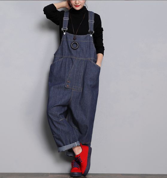 Denim Casual Spring Denim Overall Women Jumpsuits Overall Women, Spring Denim, Organic Colors, Pants Loose, Women Pants, Loose Style, Denim Cotton, Denim Details, Organic Cotton Fabric