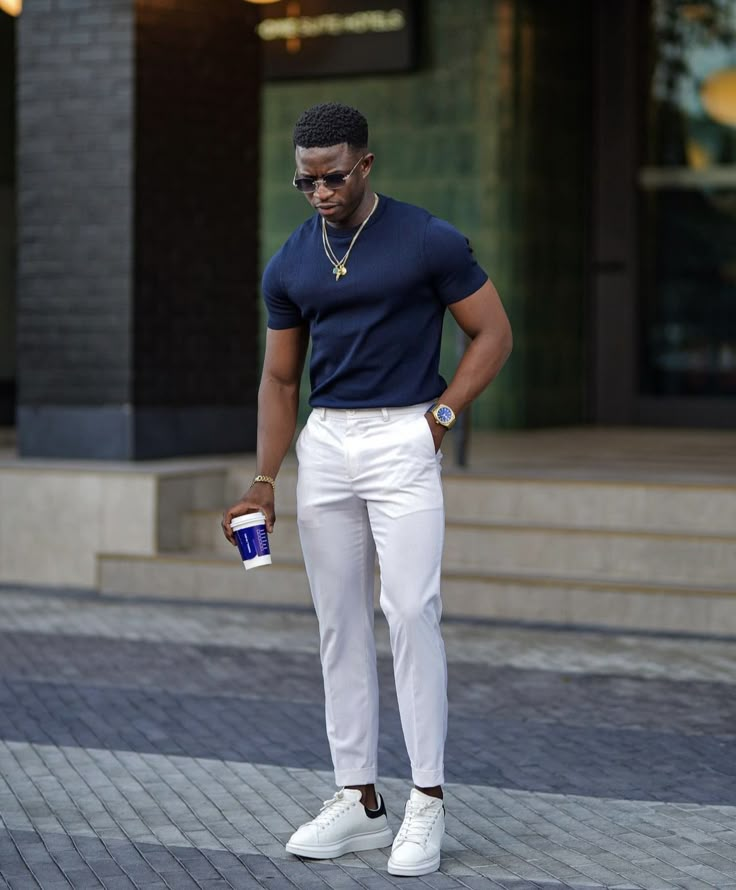 Tshirt And Slacks Outfit Men, Old Money Fashion Man Summer, Black Male Fashion Casual Street Style, Dark Skin Men Fashion Outfits, Black Men Classy Outfits, Black Men Casual Style, Mens Smart Casual Outfits, Mens Business Casual Outfits, Black Men Fashion Casual