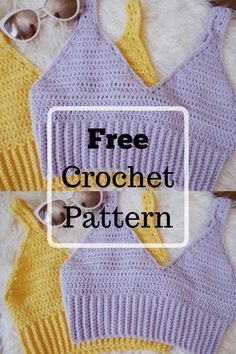 two crochet bikinisuits with the words free crochet pattern on them