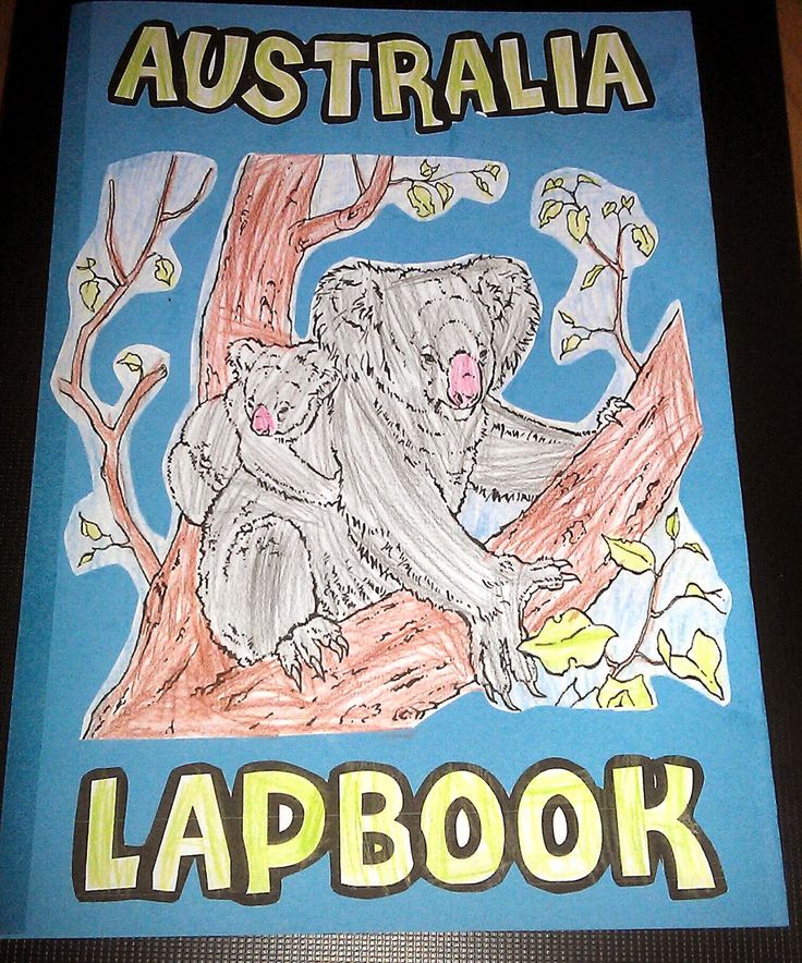 a drawing of two koalas in a tree with the words australia lapbook written below