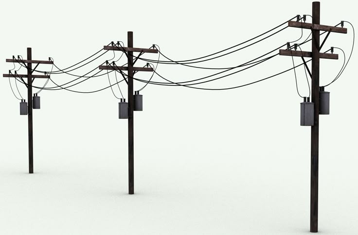 an array of electric poles and wires on a white background