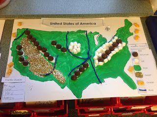 the united states of america is made out of chocolate and marshmallows on top of a map