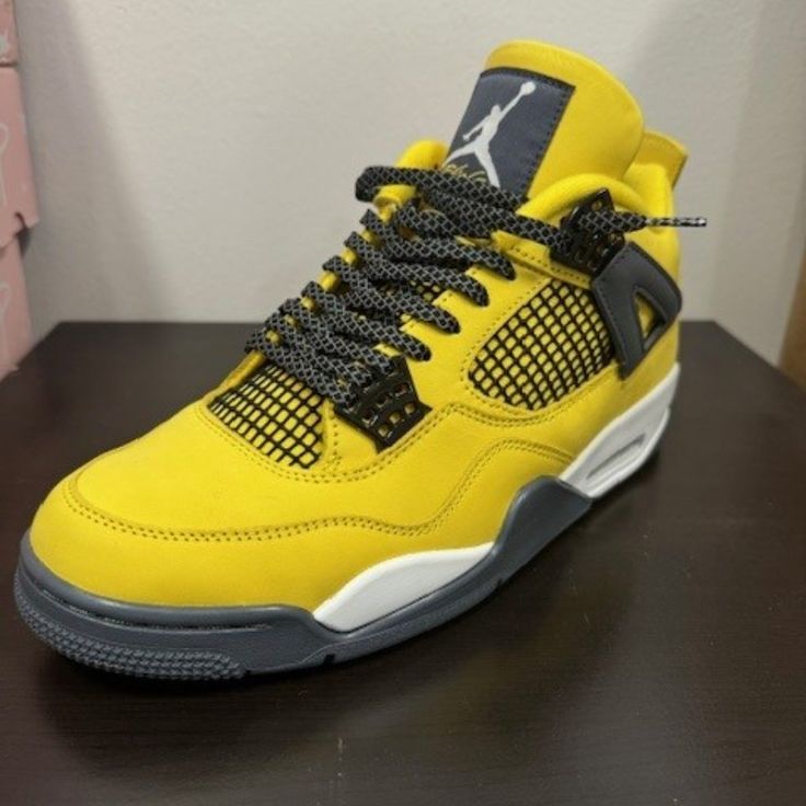 Beautiful Jordan 4 Lightning. Men's Size 10. Added 3m Reflective Laces With $60 Insole. These Shoes Are Beautiful!! Brand New In The Box. Yellow Urban Low-top Basketball Shoes, Yellow Urban Sneakers For Sports, Yellow Urban Style Sneakers For Sports, Urban Yellow Sneakers For Sports, Yellow Breathable Synthetic Basketball Shoes, Yellow Urban High-top Sneakers For Sports, Urban Style Yellow High-top Sneakers For Sports, Yellow Urban Basketball Shoes With Boost Midsole, Yellow Custom Sneakers With Cushioned Footbed For Streetwear