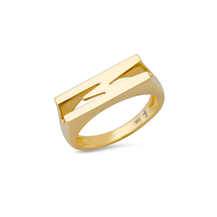 Chunky Initial Ring – Milestones by Ashleigh Bergman Gold Initial Ring, Initial Ring, Gold Initial, Yellow Rose, Solid Yellow, Yellow Gold Rings, New Trends, Love A, Your Eyes