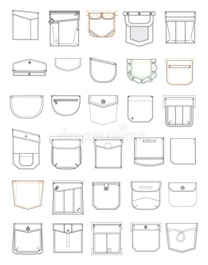 the different types of bags and purses drawn by hand on white paper royalty illustration