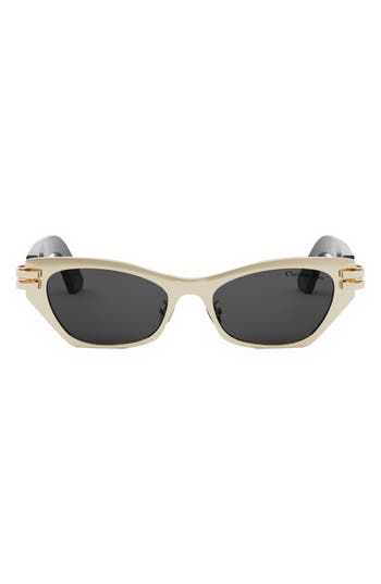 Straight from the runway, these ultrachic sunnies are emboldened by butterfly frames, goldtone CD hinges and signature branding at the temples. 53mm lens width; 18mm bridge width; 135mm temple length 100% UV protection Adjustable nonslip nose pads Metal/acetate Made in Italy Chic Gold Cat Eye Sunglasses With Metal Frame, Chic Gold Cat Eye Sunglasses For Evening, Chic Polarized Shield Sunglasses For Evening, Classic Gold Sunglasses With Tinted Lenses, Gold Cat Eye Sunglasses With Metal Frame, Chic Gold Cat Eye Sunglasses With Tinted Lenses, Gold Metal Frame Cat Eye Sunglasses, Luxury Gold Cat Eye Sunglasses For Party, Elegant Gold Cat Eye Sunglasses With Tinted Lenses