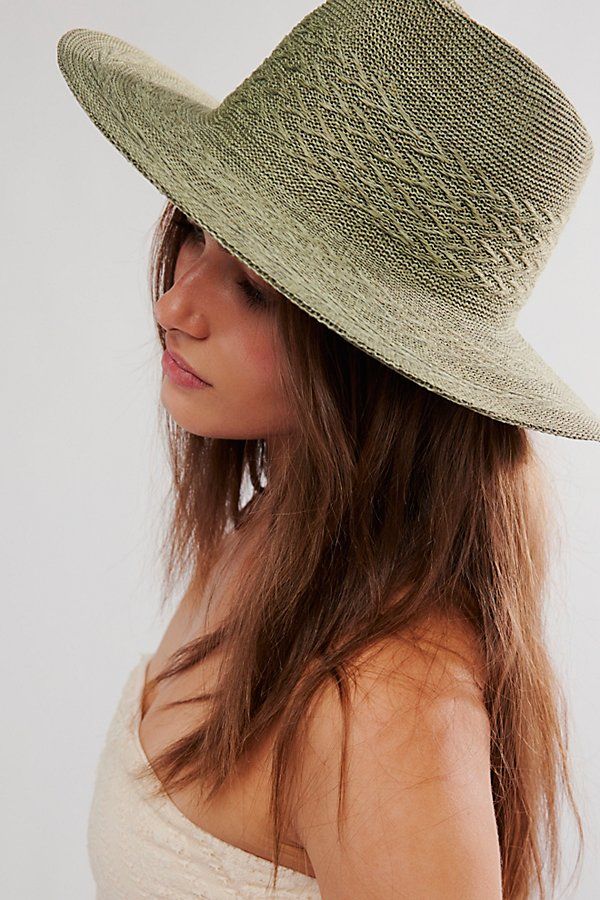 Add an effortless detail to your outfits with this sleek wide brim hat, featured in a packable design so you can look chic anywhere the wind takes you. **Features:** Structured style, packable design, woven fabrication, dipped crown, wide brim **Why We | Arrow Woven Packable Hat by Free People in Green Chic Curved Brim Packable Sun Hat, Chic Packable Brimmed Sun Hat, Chic Packable Sun Hat With Curved Brim, Chic Sun Hat With Curved Brim And Foldable Design, Chic Packable Sun Hat For Spring, Everyday Brimmed Fedora For Spring, Chic Brimmed Sun Hat For Travel, Chic Brimmed Fedora For Travel, Bohemian Sun Hat With Curved Brim For Everyday