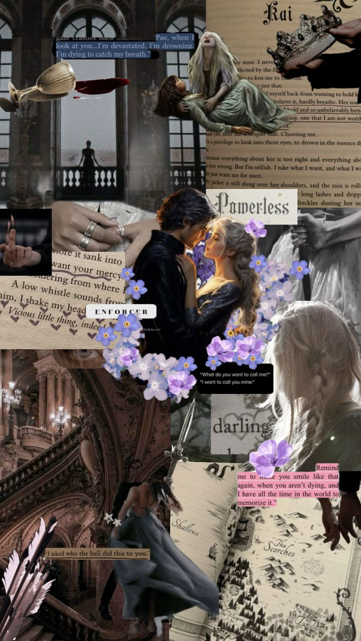 the collage has many different pictures and words on it, including an image of two people