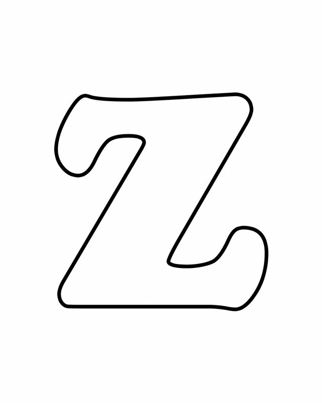 the letter z is outlined in black and white