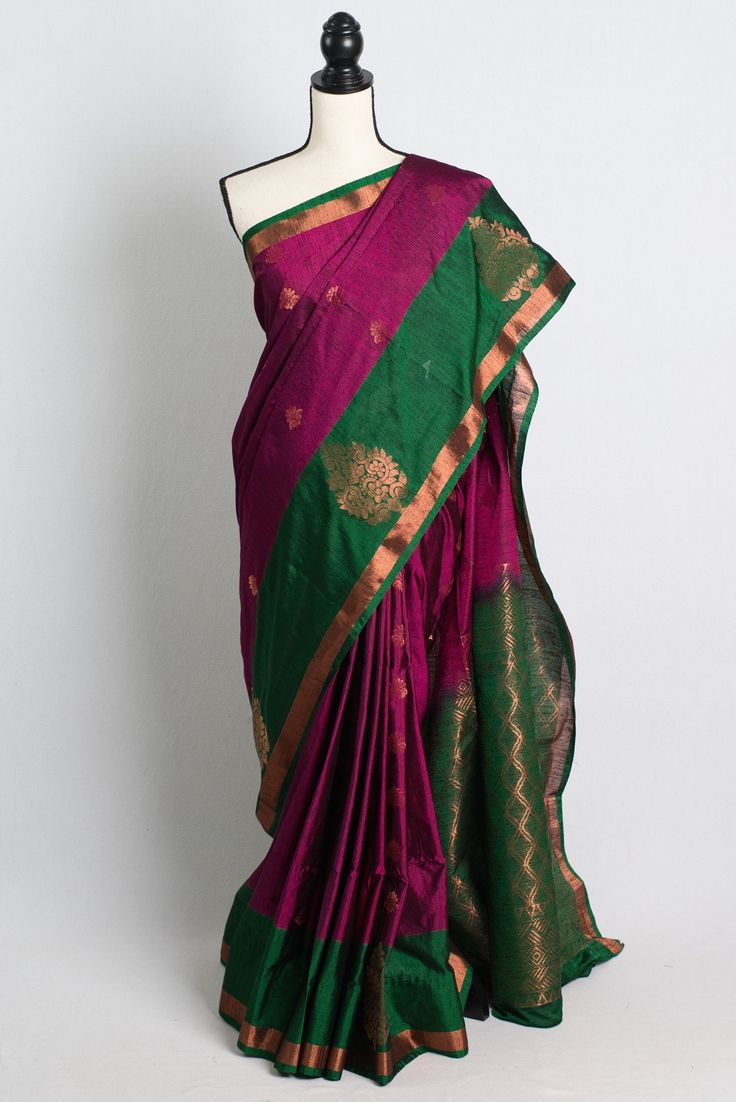 Dupion Silk Kanchipuram Saree shipped from USA, Pattu Saree, Traditional indian wedding saree, Magenta Kanchipuram Saree from Bengal Looms by BengalLooms on Etsy Magenta And Green, Indian Wedding Saree, Saree Traditional, Kanjivaram Saree, Color Magenta, Wedding Saree Indian, Traditional Indian Wedding, Dupion Silk, Kanjivaram Sarees