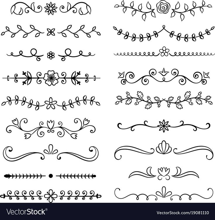 a set of hand drawn floral design elements for calligraphy and page decor, such as decorative ornament designs