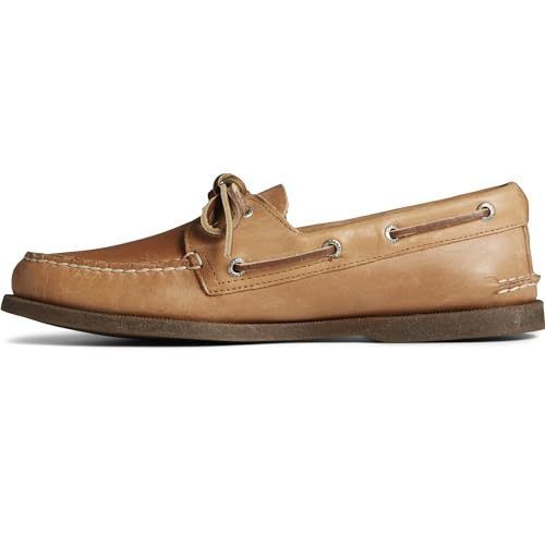 Leather Boat Shoe Featuring Moccasin-Stitched Toe, Rust-Resistant Eyelets, And Slotted Collar | Genuine Hand-Sewn Tru-Moc Construction For Durable Comfort | Non-Marking Outsole With Wet/Dry Traction | 360 Degree Lacing System | Features Shock Absorbing Eva Heel Cup For Added Comfort | Full-Grain, Unlined Leather Uppers Resist Effects Of Salt And Freshwater To Provide Long Lasting Wear (45899) Classic Brown Lace-up Moccasins, Classic Brown Lace-up Boat Shoes, Classic Lace-up Boat Shoes With Rubber Sole, Classic Brown Plain Toe Boat Shoes, Classic Lace-up Moccasins With Stitched Sole, Classic Brown Low-top Moccasins, Brown Classic Low-top Moccasins, Classic Brown Loafers For Boating, Classic Leather Closed Toe Boat Shoes