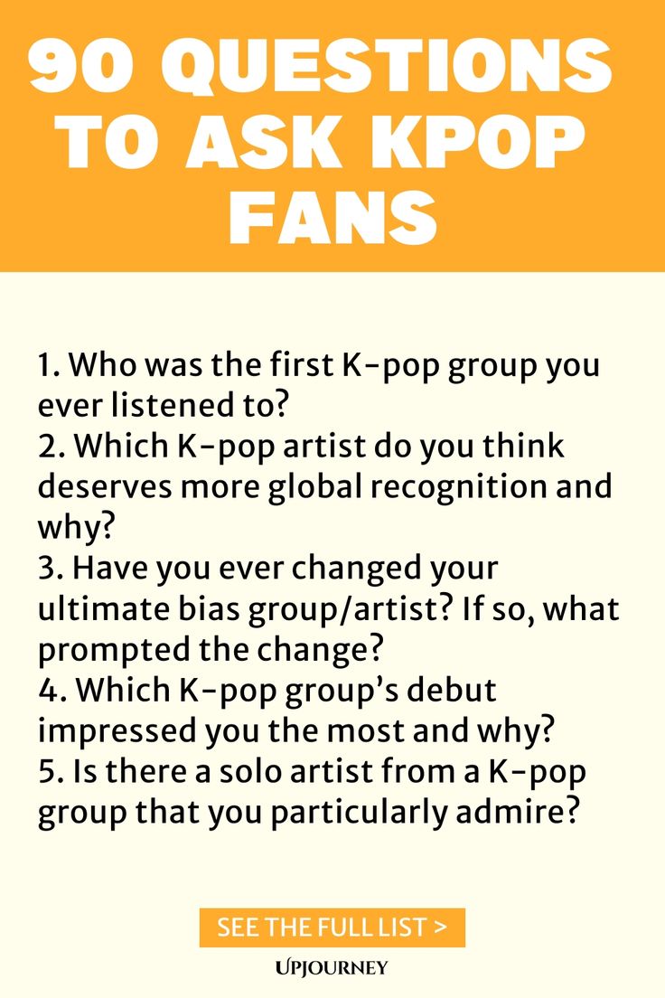 an orange and white poster with the words questions to ask kpop fans